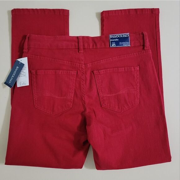Bandolino Women's Mandie Signature Fit Mid Rise Straight Jean Apple Spice Red - Picture 12 of 16
